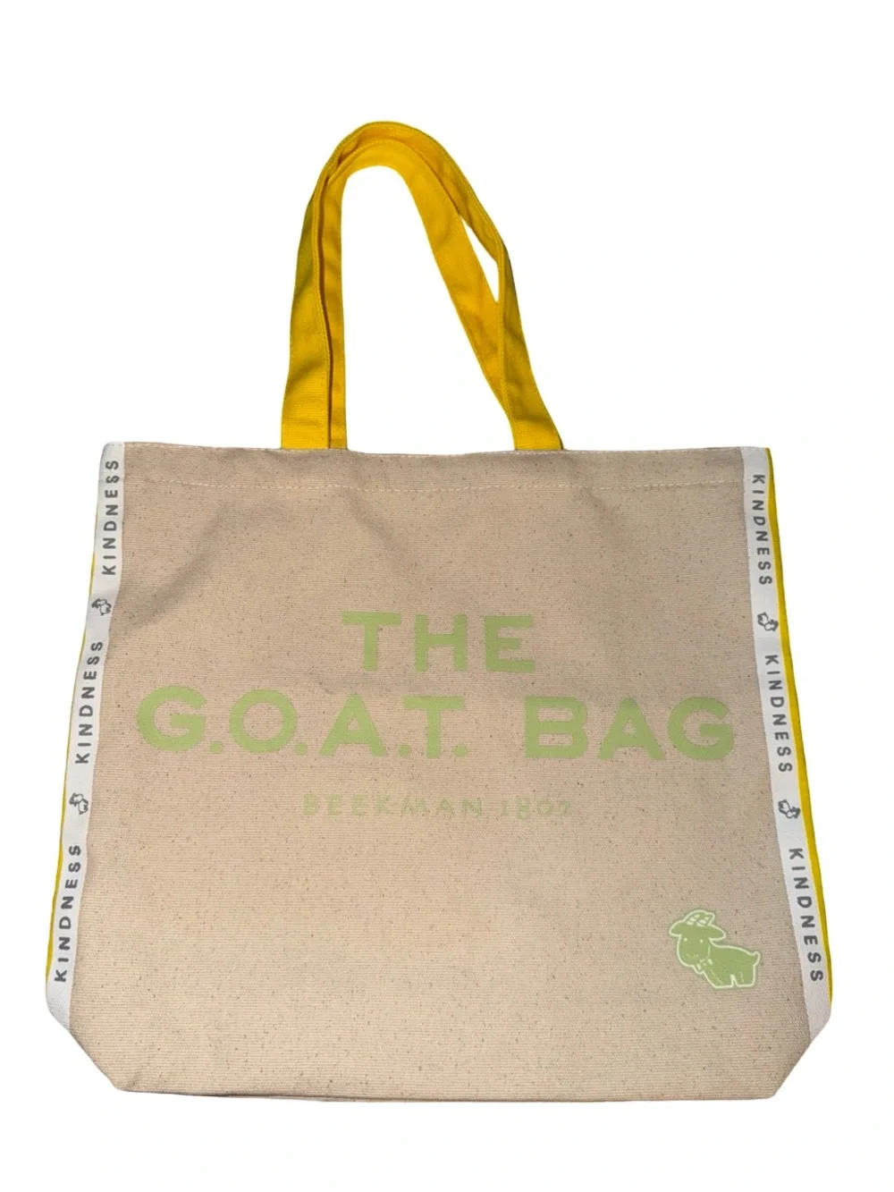 Beekman 1802 Canvas GOAT Bag Beige Yellow Kindness Tote Shopper
